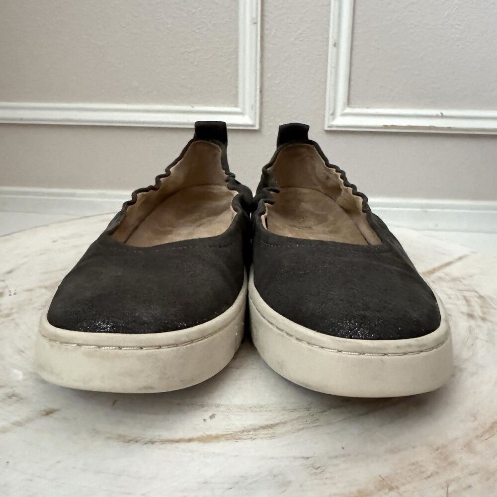Vionic Uptown Ballet Loafer Elastic Topline Leather Polluted Silver Women's 6 - Picture 4 of 8